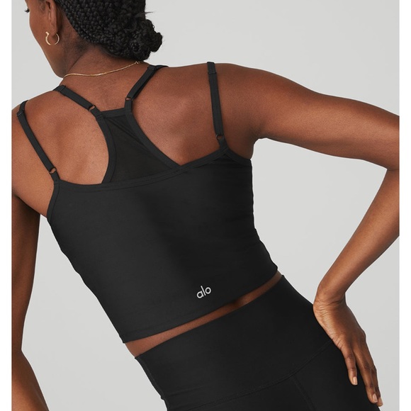 Alo Airlift Double Check Bra Tank- Black - Picture 3 of 5